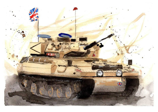 Alvis FV107 Scimitar British Forces Gulf War Numbered limited edition Giclee Print of a Watercolour Painting ArtbyMyleslaurence