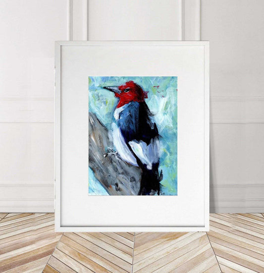 American Woodpecker painting Numbered limited edition Giclee Print of an Acrylic Painting ArtbyMyleslaurence