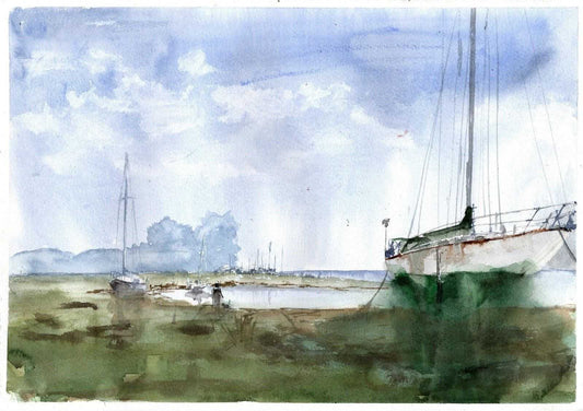 Angle Bay Sailing Boat painting Numbered limited edition Giclee Print of a Watercolour Painting ArtbyMyleslaurence