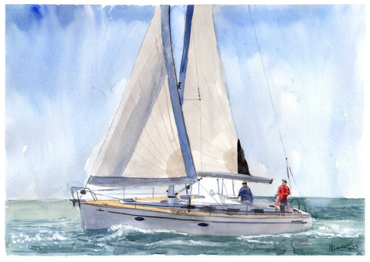 Bavaria 40 Painting Sailing Boat Yacht Yachting Numbered limited edition Giclee Print of a Watercolour Painting ArtbyMyleslaurence