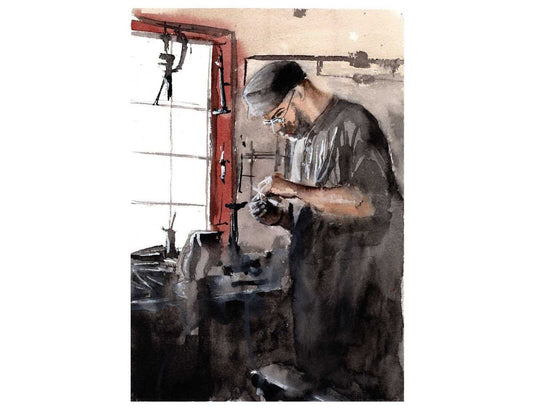 Blacksmith Painting Numbered limited edition Giclee Print of a Watercolour Painting ArtbyMyleslaurence
