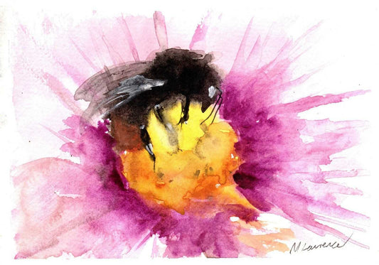 British Bumble bee painting Numbered limited edition Giclee Print of a Watercolour Painting ArtbyMyleslaurence