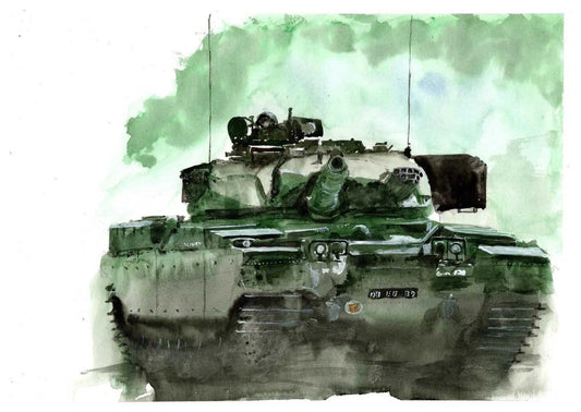 FV4201 Chieftain Painting MBT British Forces Gulf War Numbered limited edition Giclee Print of a Watercolour Painting Tank ArtbyMyleslaurence