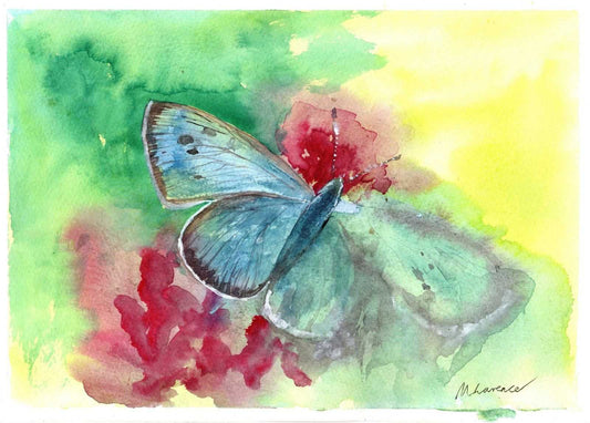 Glaucopsyche Butterfly painting Numbered limited edition watercolour Giclee print Watercolor ArtbyMyleslaurence