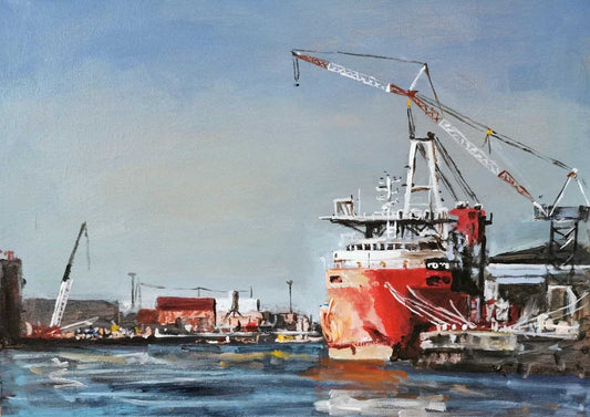 Harbour Oil Tanker Painting Numbered limited edition Giclee Print of an acrylic Painting ArtbyMyleslaurence