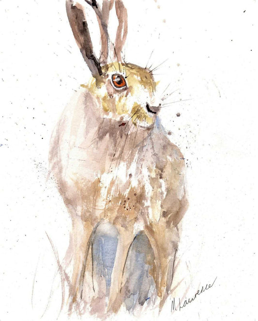 Hare painting Numbered limited edition Giclee Print of a Watercolour Painting ArtbyMyleslaurence