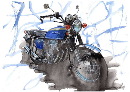 Honda CB750 painting Classic Motorcycle Limited Print Bike ArtbyMyleslaurence