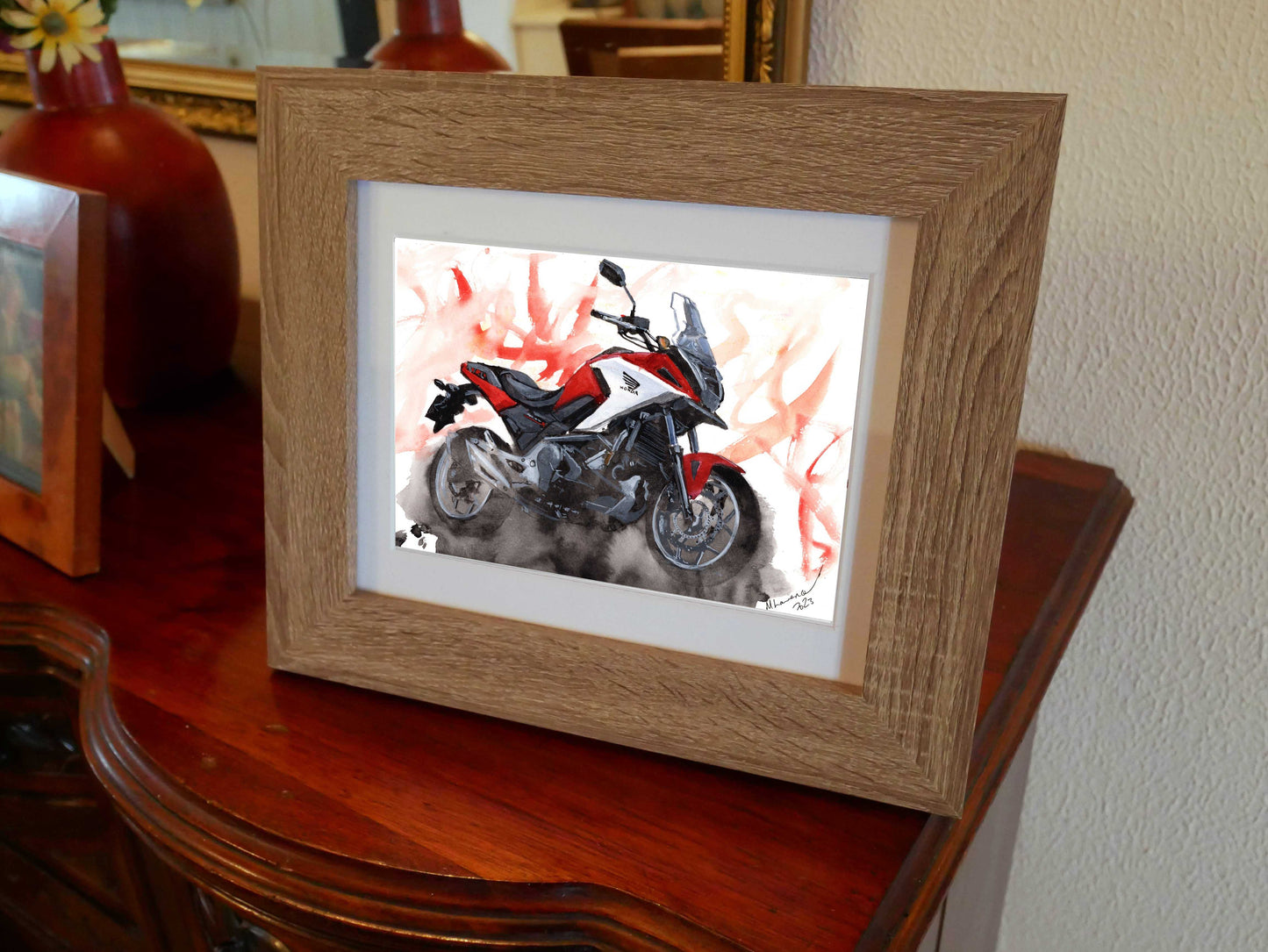 Honda NC750x painting Classic Motorcycle Limited Print Bike ArtbyMyleslaurence