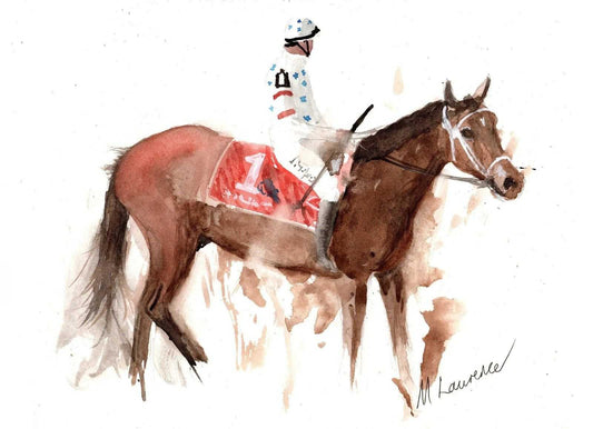 Horse Racing Painting "Before The Race 2"Numbered limited edition Giclee Print of a Watercolour Painting ArtbyMyleslaurence
