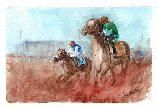 Horse Racing Painting "saratoga" Numbered limited edition Giclee Print of a Watercolour Painting ArtbyMyleslaurence