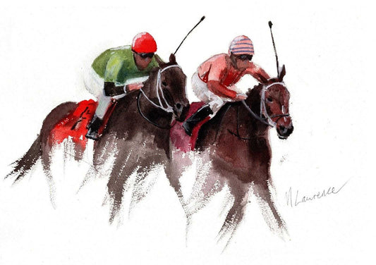 Horse Racing painting Numbered limited edition Giclee Print of a Watercolour Painting ArtbyMyleslaurence