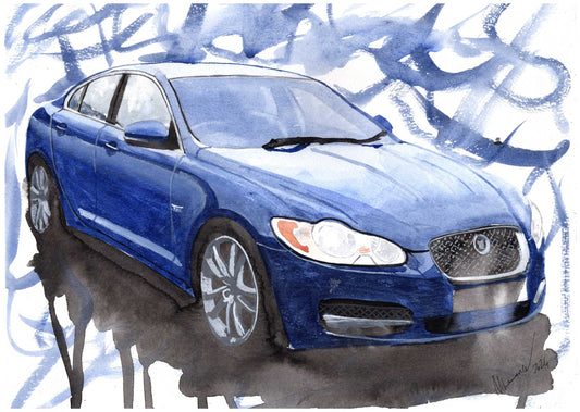 Jaguar XF Print Watercolour Painting Limited Print Automobile ArtbyMyleslaurence