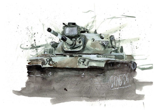 M60A1 Tank Patton Battle Tank Us Forces Gulf War Numbered limited edition Giclee Print of a Watercolour Painting ArtbyMyleslaurence