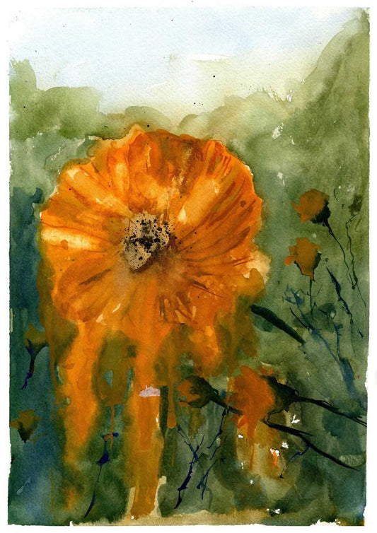 Orange flower Painting Numbered limited edition Giclee Print of a Watercolour Painting ArtbyMyleslaurence
