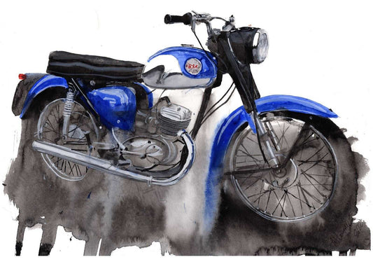 Painting of a BSA Bantam Motorcycle Limited Print ArtbyMyleslaurence