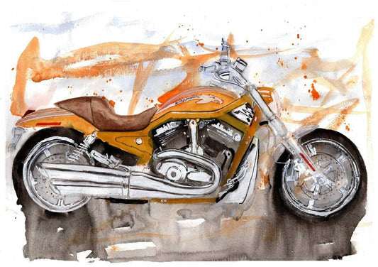 Painting of a Harley Davidson VRSC Motorcycle Limited Print Bike ArtbyMyleslaurence