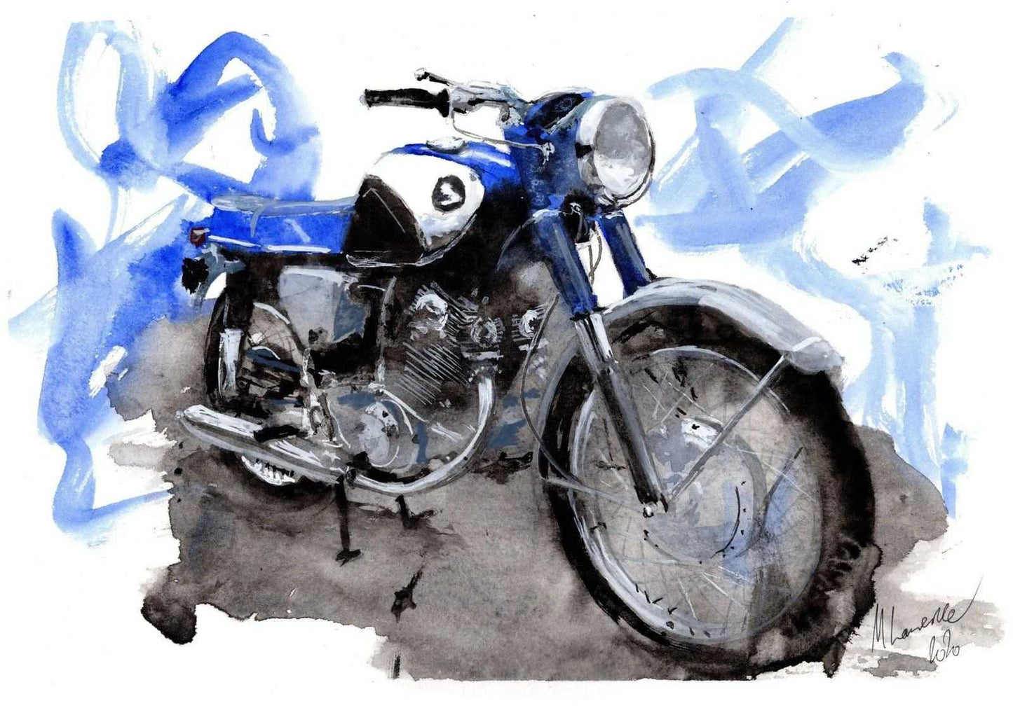 Painting of a Honda CB77 Classic Motorcycle Limited Print Bike ArtbyMyleslaurence