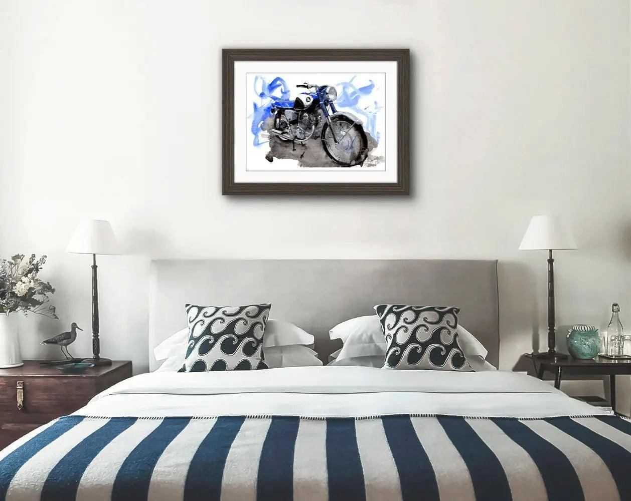 Painting of a Honda CB77 Classic Motorcycle Limited Print Bike ArtbyMyleslaurence