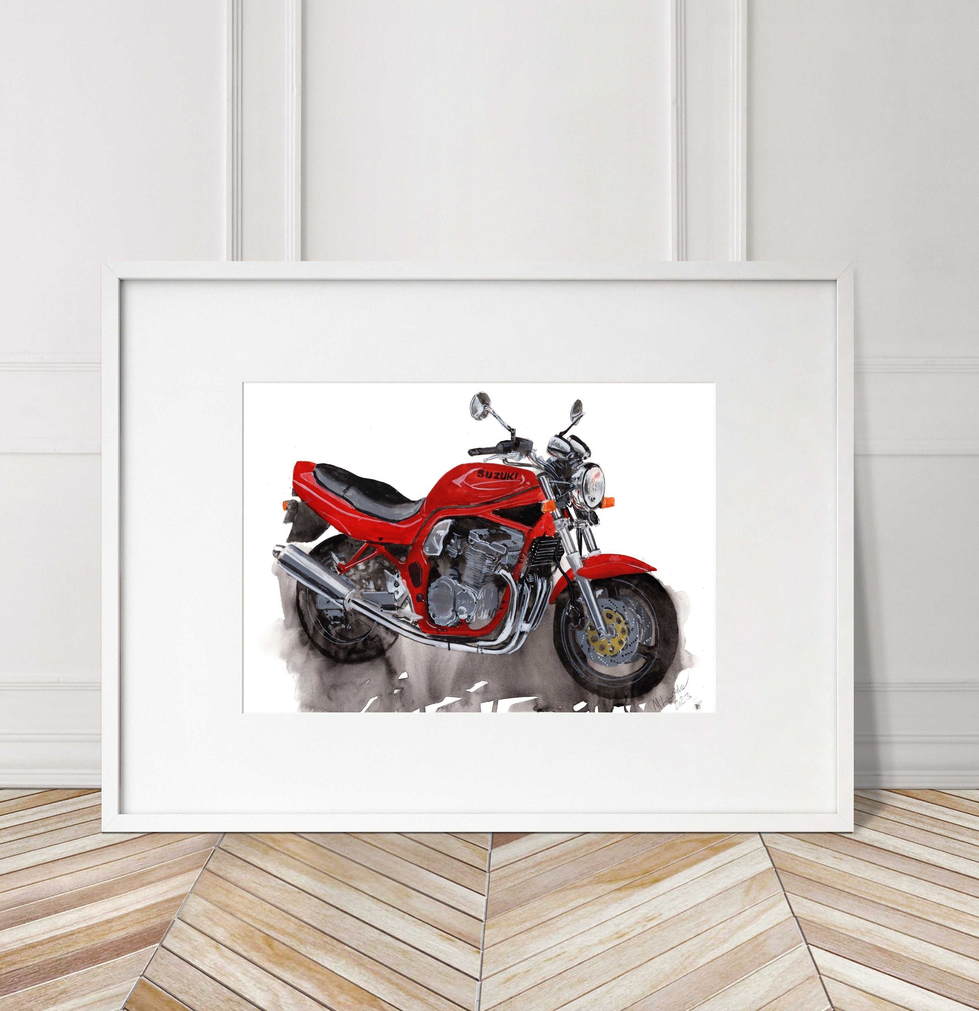 Painting of a Suzuki Bandit 600 Motorcycle Limited Print ArtbyMyleslaurence