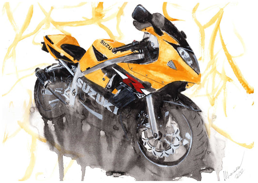 Painting of a Suzuki GSXR Motorcycle Limited Print ArtbyMyleslaurence