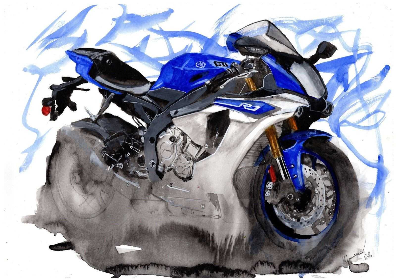 Painting of a Yamaha R1 Motorcycle Limited Print