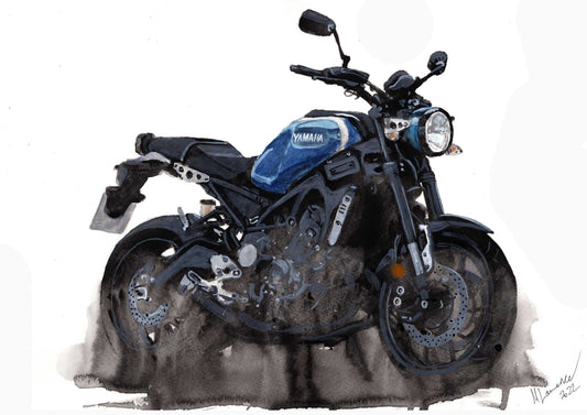 Painting of a Yamaha XSR900 Motorcycle Limited Print ArtbyMyleslaurence