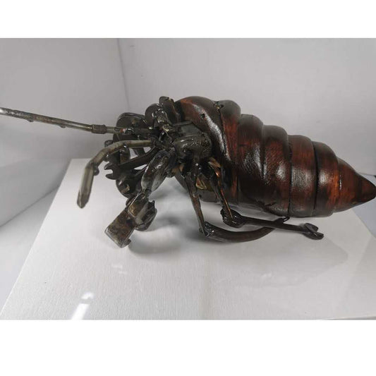 Steel Scrap Metal and Wood Hermit Crab Sculpture ArtbyMyleslaurence