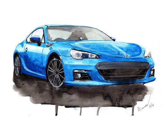 Subaru BRZ Print Watercolour Painting Car Limited Print ArtbyMyleslaurence