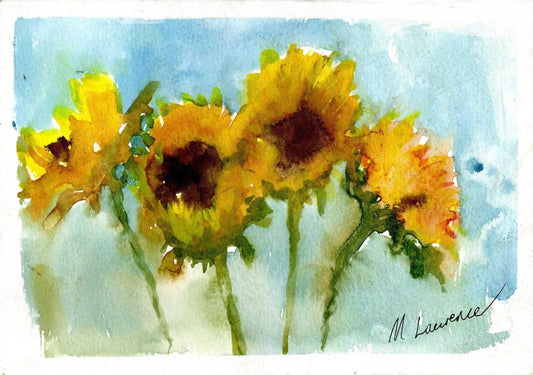 Sunflowers Painting Numbered limited edition Giclee Print of a Watercolour Painting ArtbyMyleslaurence
