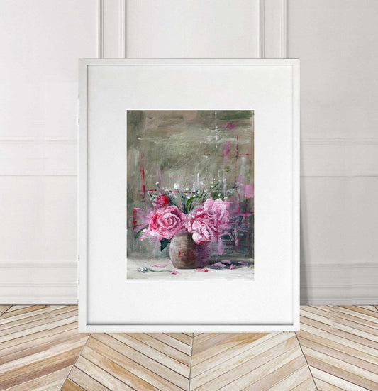 Vase of flowers Painting Numbered limited edition Giclee Print of an acrylic Painting ArtbyMyleslaurence