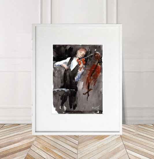 Violinist Painting Numbered limited edition Giclee Print of a Watercolour Painting Musician music ArtbyMyleslaurence