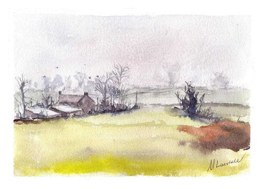 Welsh farm Painting landscape scene Numbered limited edition Giclee Print of a Watercolour Painting ArtbyMyleslaurence