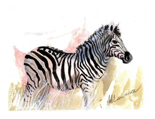 Zebra painting Numbered limited edition Giclee Print of a Watercolour Painting ArtbyMyleslaurence