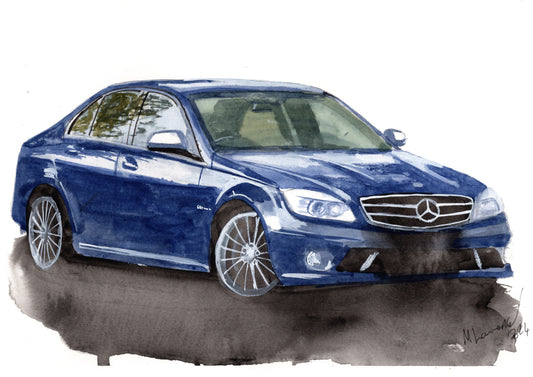 Mercedes C63 Amg Watercolour Painting Limited Print