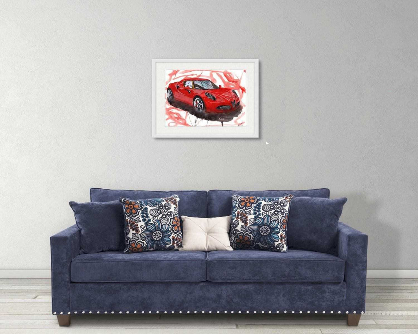 Alfa Romeo 4C Print Watercolour Painting Limited Edition Print ArtbyMyleslaurence