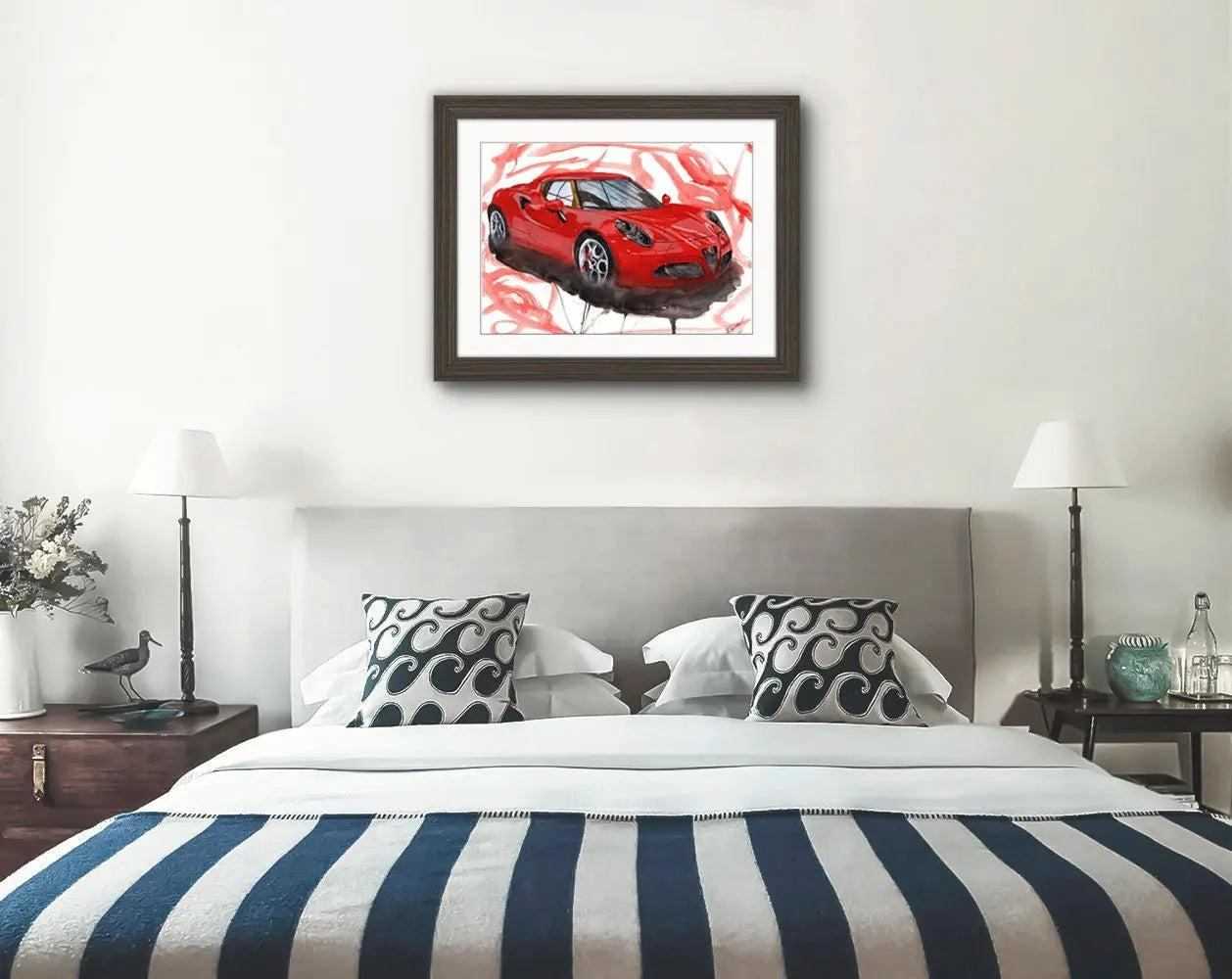 Alfa Romeo 4C Print Watercolour Painting Limited Edition Print ArtbyMyleslaurence