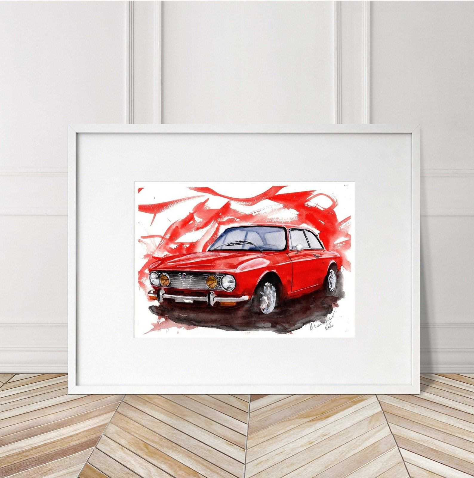 Alfa Romeo GTV Print Watercolour Painting Limited Print ArtbyMyleslaurence