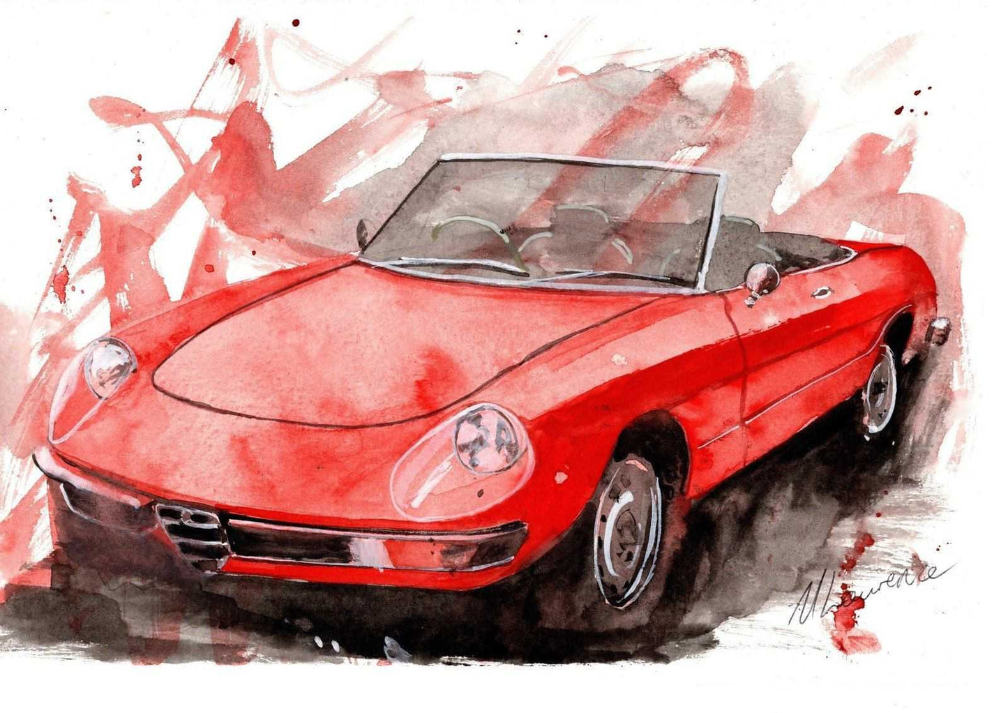 Alfa Romeo Spider Print Watercolour Limited Print ArtbyMyleslaurence