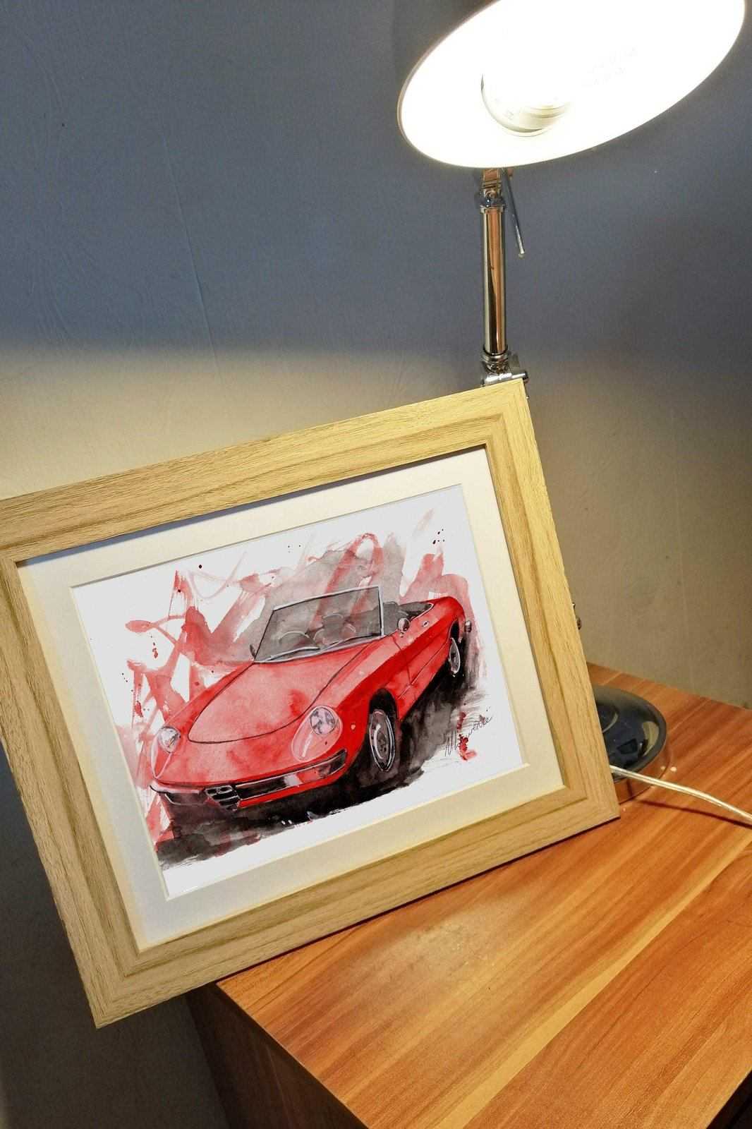 Alfa Romeo Spider Print Watercolour Limited Print ArtbyMyleslaurence