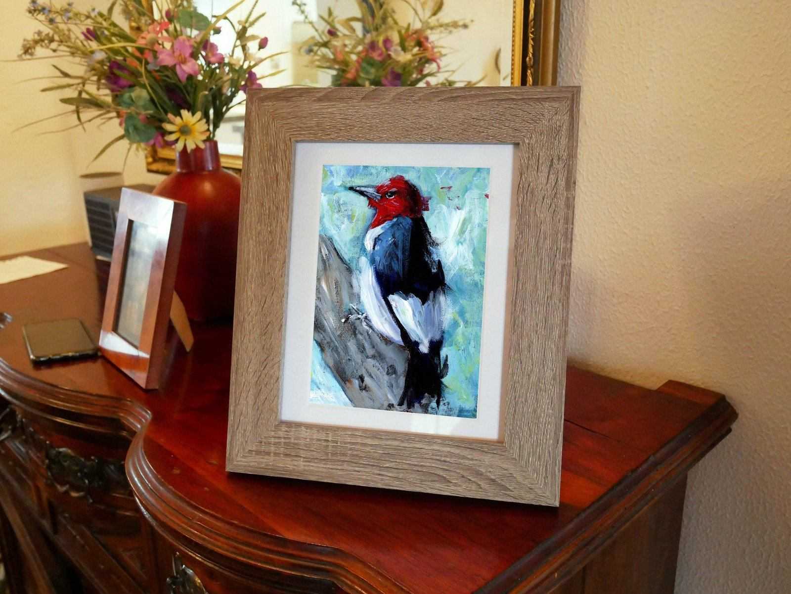 American Woodpecker painting Numbered limited edition Giclee Print of an Acrylic Painting ArtbyMyleslaurence