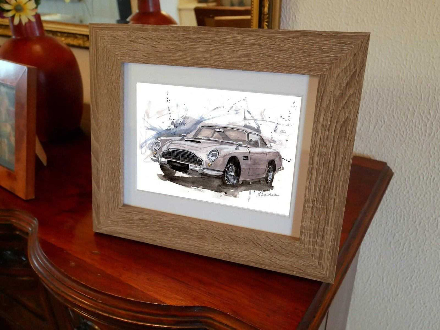 Aston Martin DB5 Print Watercolour Painting Numbered Limited Print ArtbyMyleslaurence