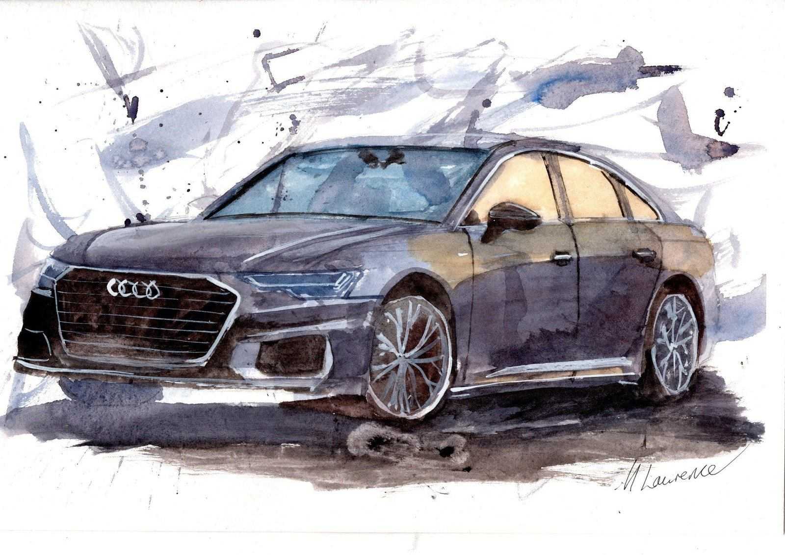 Audi A6 Print Watercolour Painting Limited Print ArtbyMyleslaurence