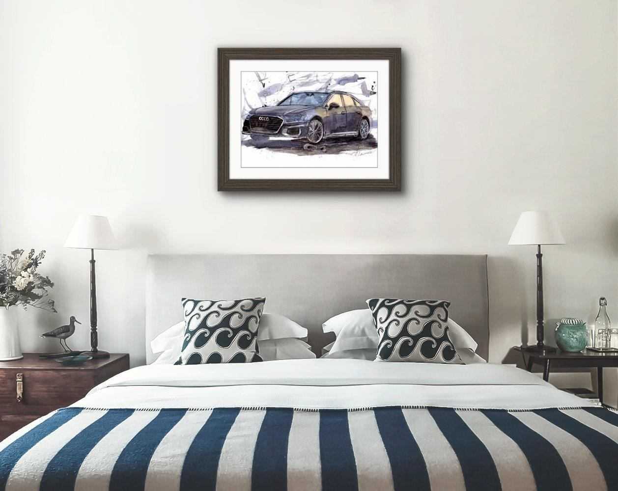 Audi A6 Print Watercolour Painting Limited Print ArtbyMyleslaurence