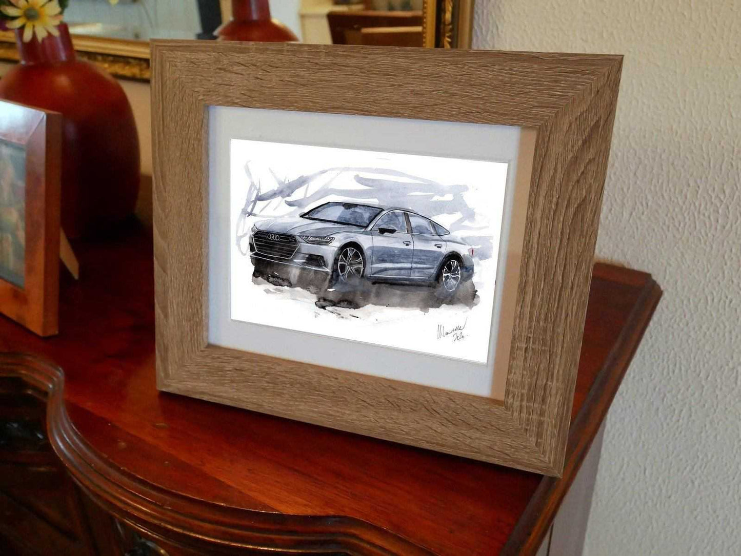 Audi A7 Sportback Print Watercolour Painting Limited Print ArtbyMyleslaurence