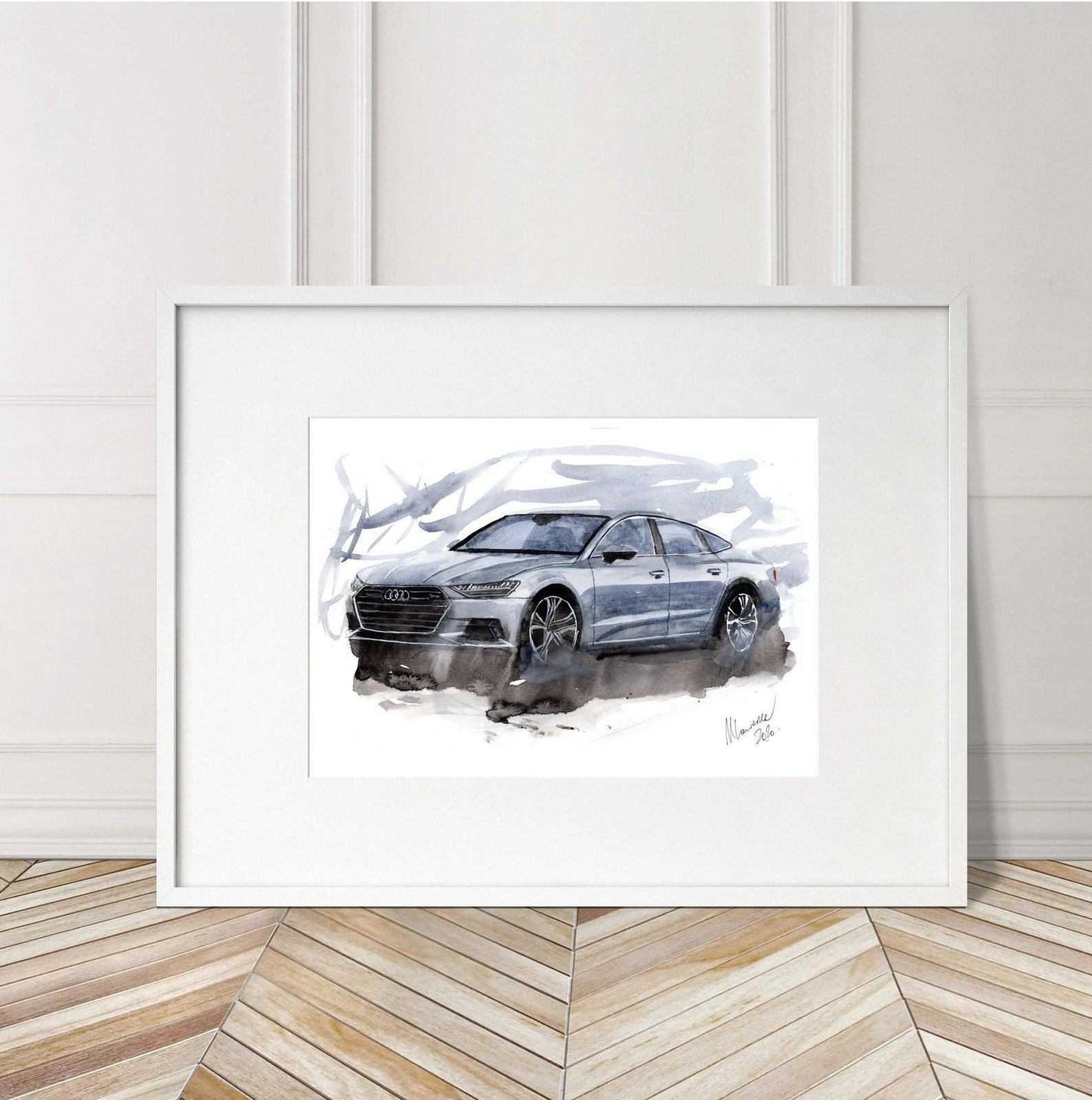 Audi A7 Sportback Print Watercolour Painting Limited Print ArtbyMyleslaurence