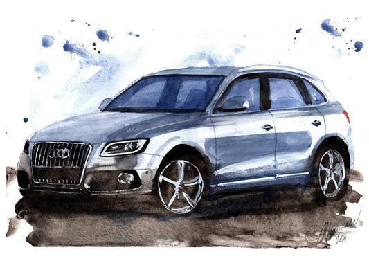 Audi Q5 Print Watercolour Painting SUV Limited Print ArtbyMyleslaurence