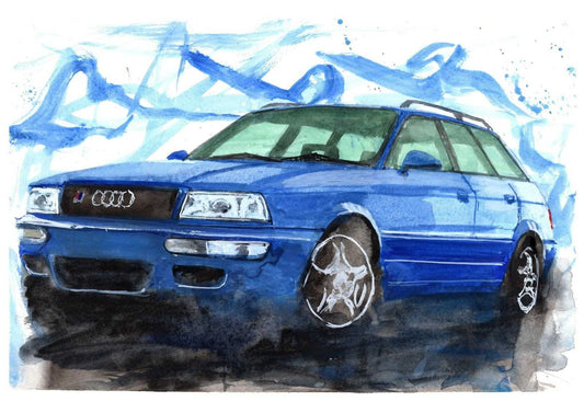 Audi Rs2 Avant Print Watercolour Painting Limited Print ArtbyMyleslaurence