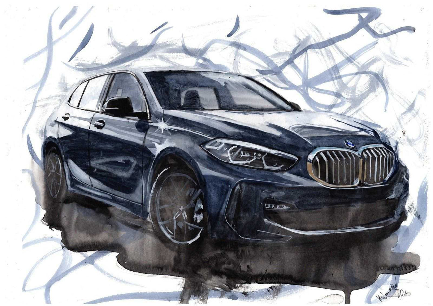 BMW 118iM Print Watercolour Painting Sport Limited Print ArtbyMyleslaurence