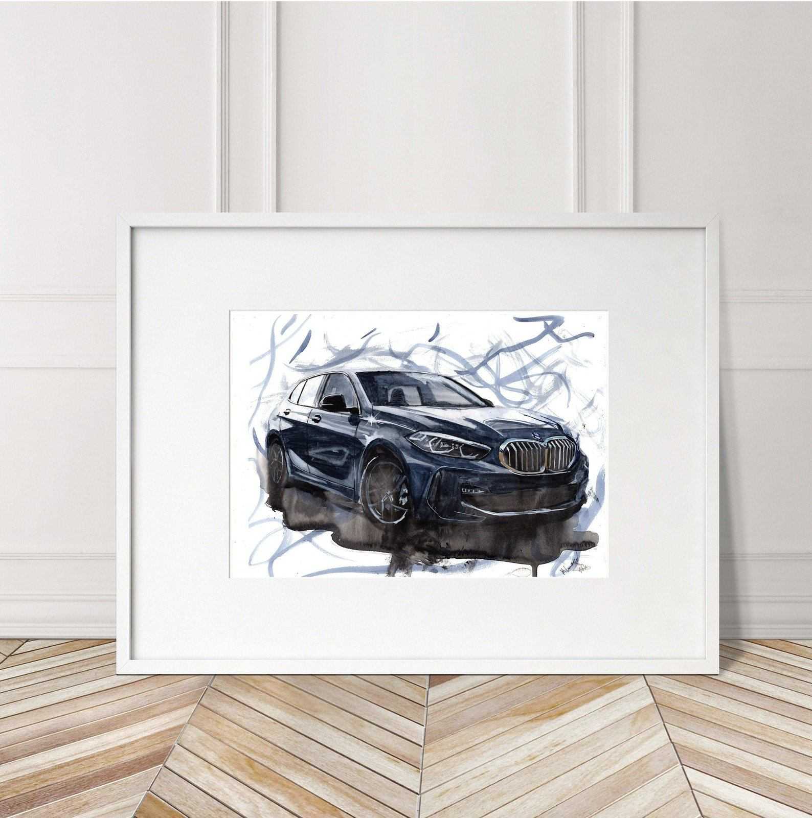 BMW 118iM Print Watercolour Painting Sport Limited Print ArtbyMyleslaurence