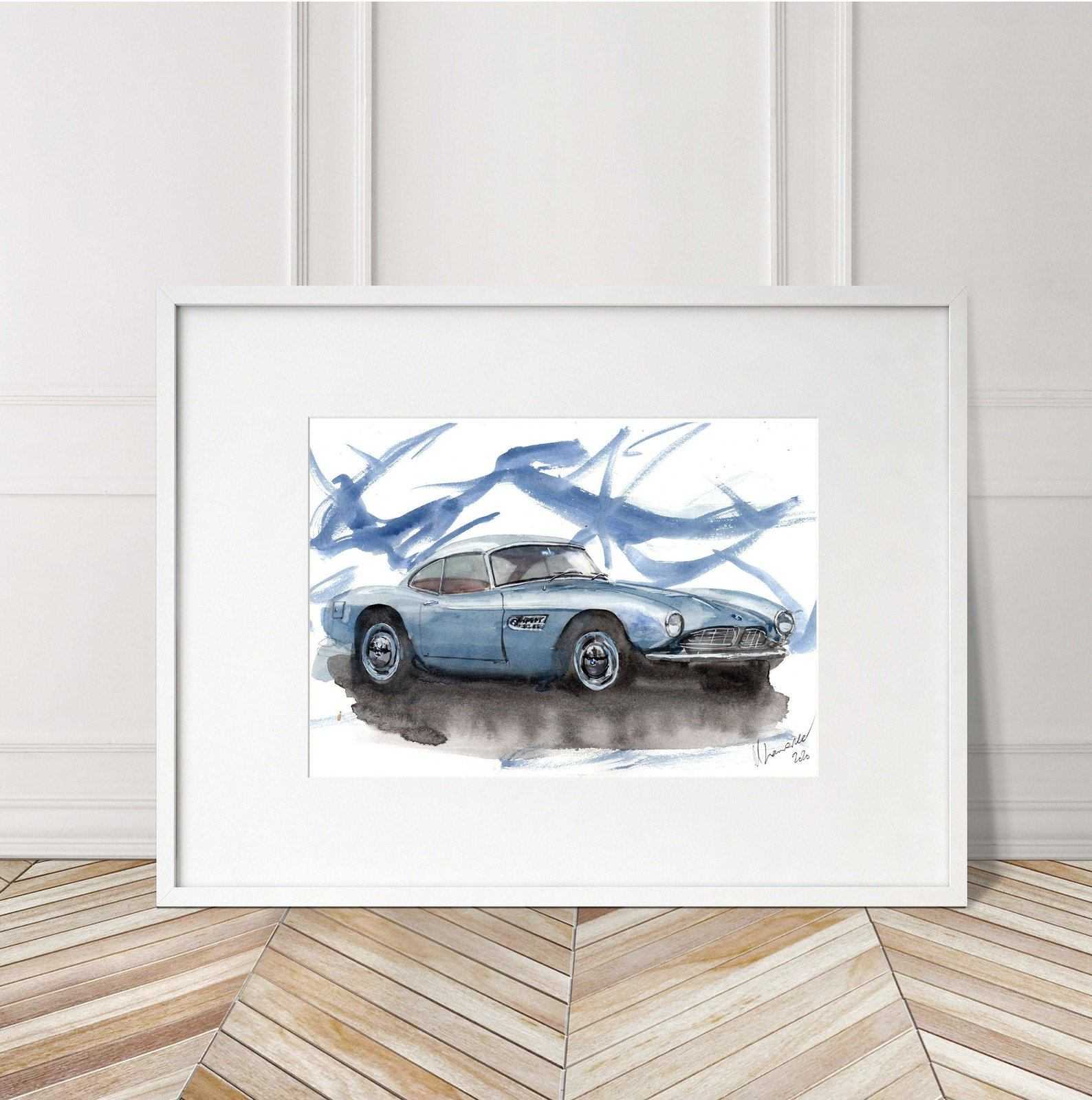 BMW 507 Print Watercolour Painting Limited Print ArtbyMyleslaurence